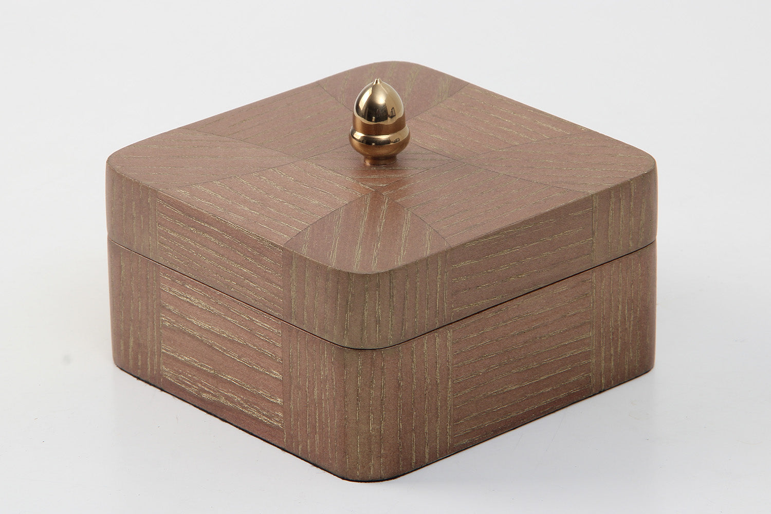 Small square decorative jewellery oak box