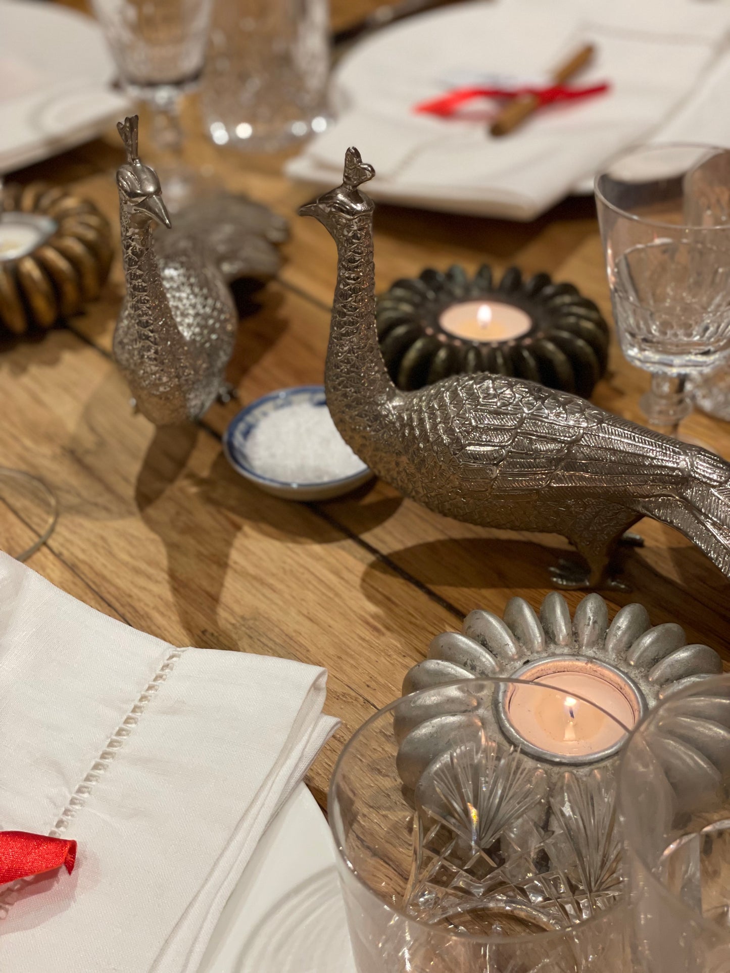 Dining table Centerpiece Peacocks
