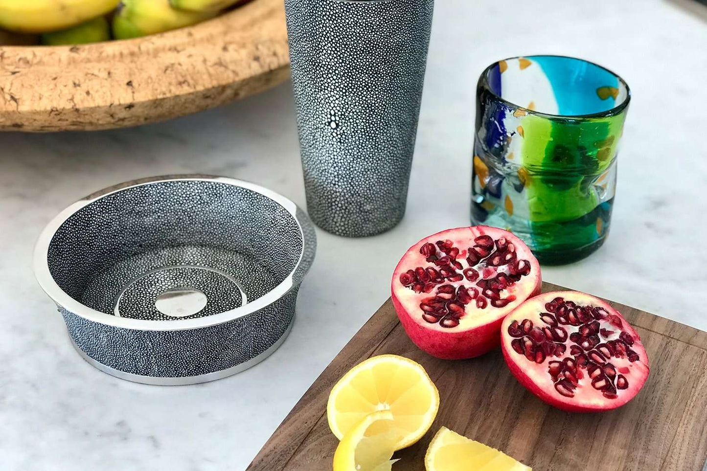 Wine bottle coaster grey shagreen wine coaster
