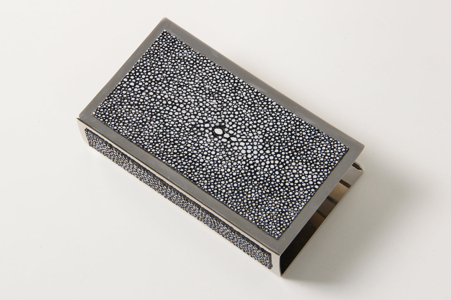 Shagreen matchbox holder in charcoal