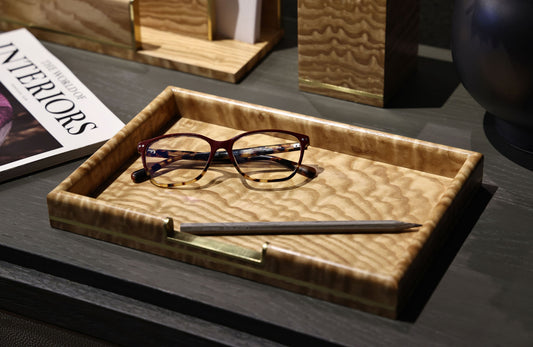 Luxury desk tray in Tamo ash wood by Henry Forwood