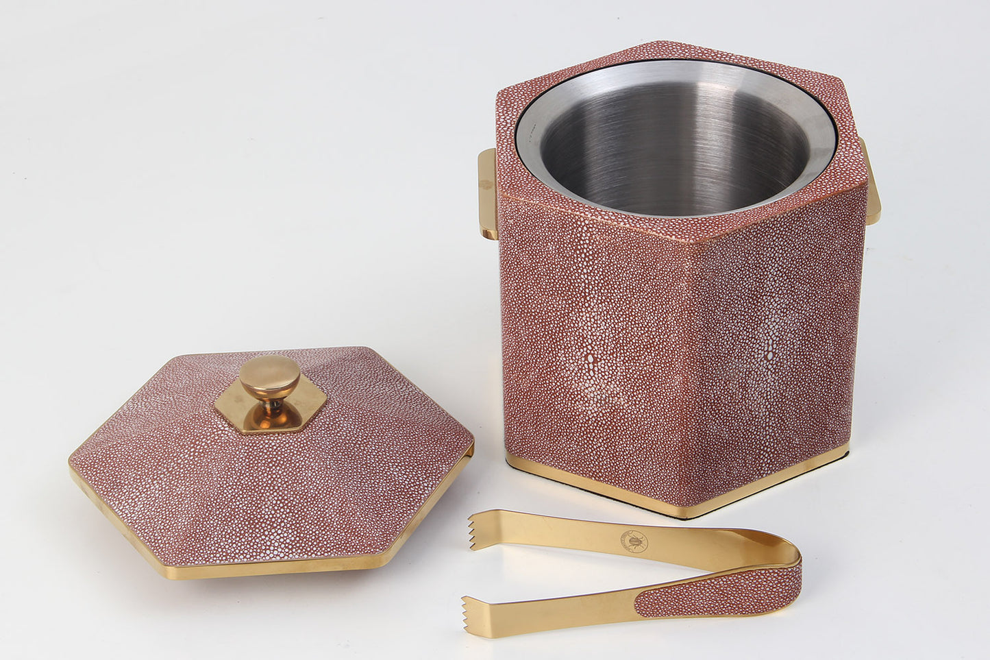 Stylish ice bucket and tongs for home bar