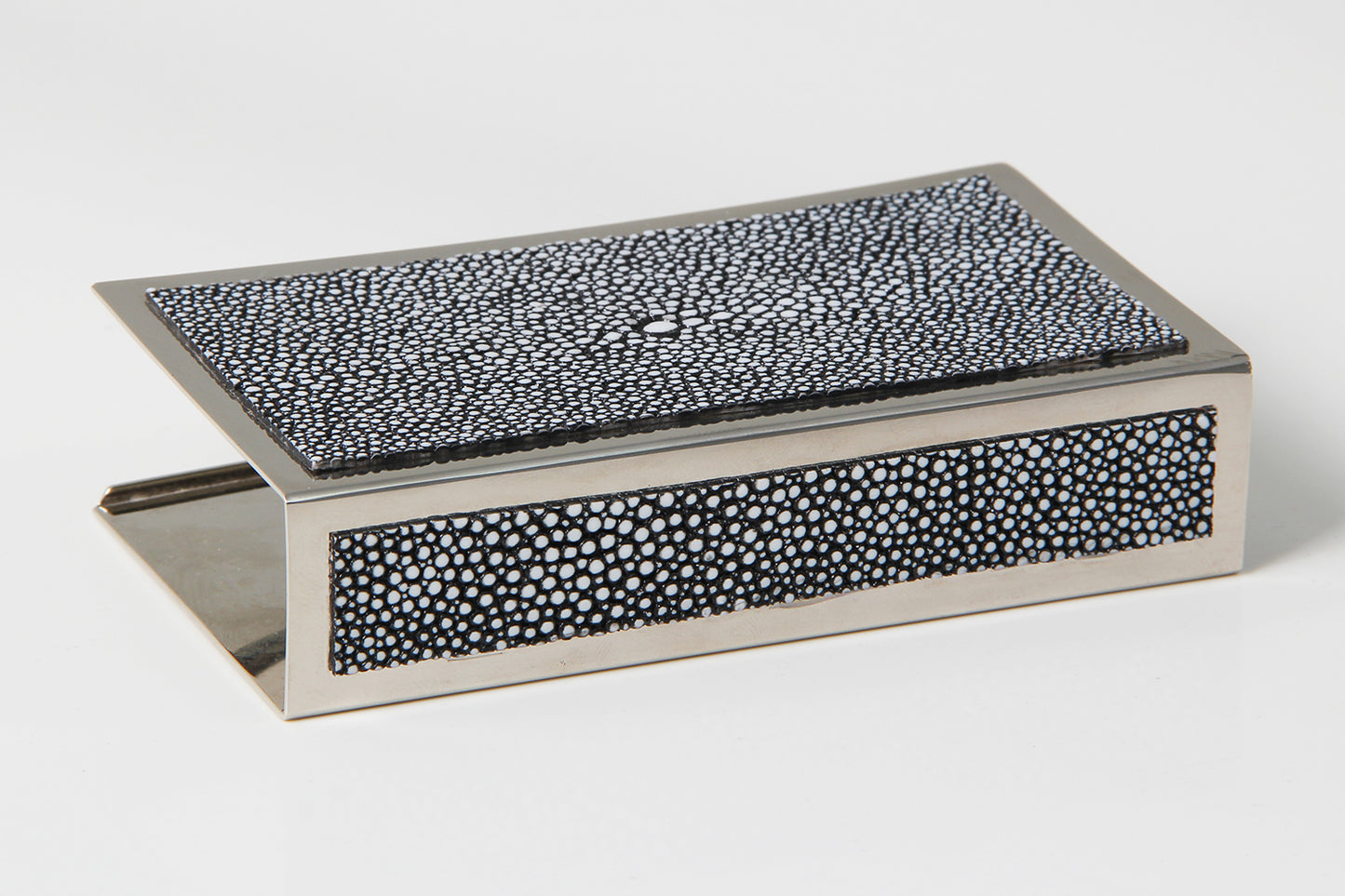 Large charcoal shagreen matchbox holder