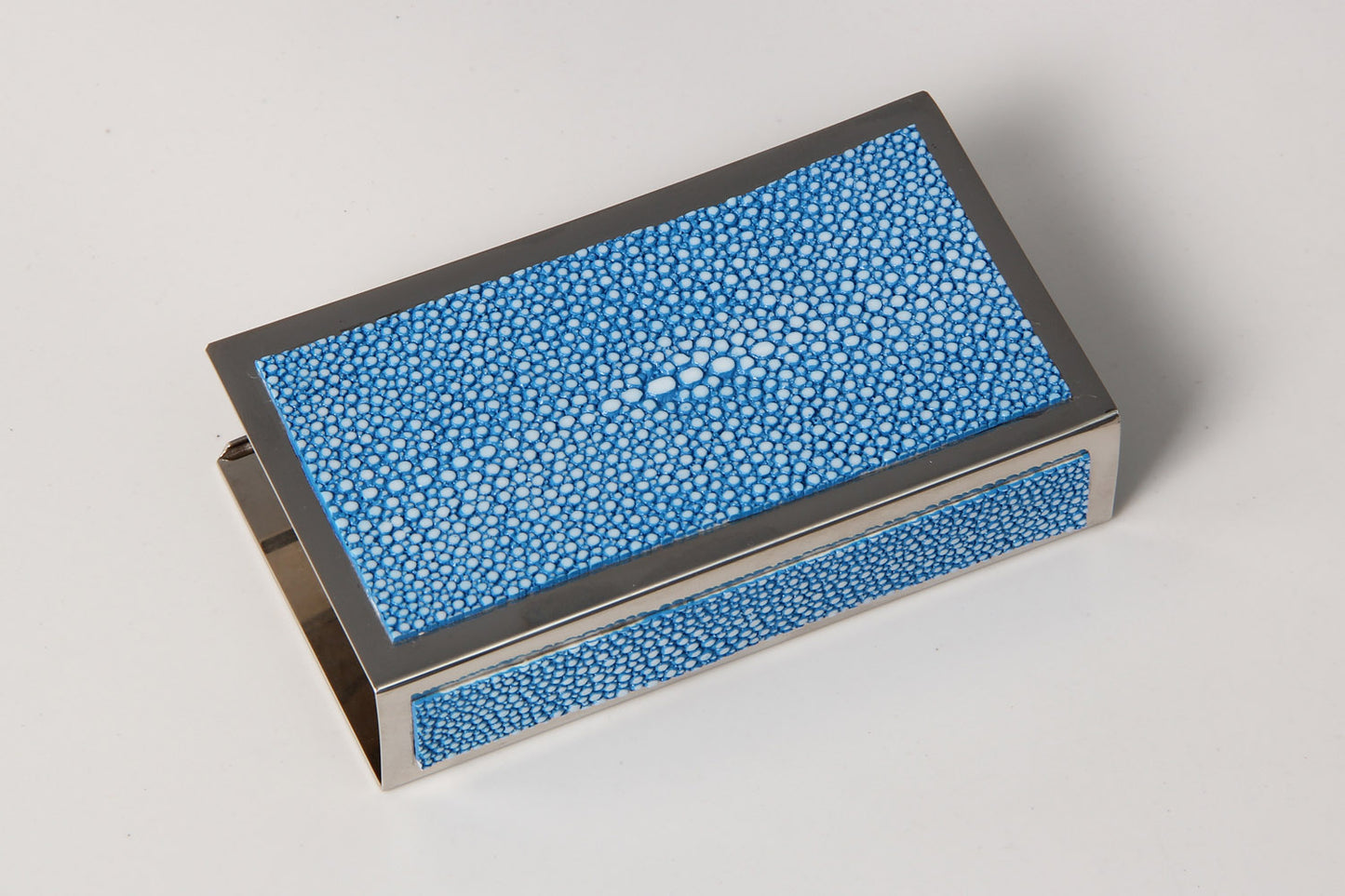 Matchbox holder in blue shagreen