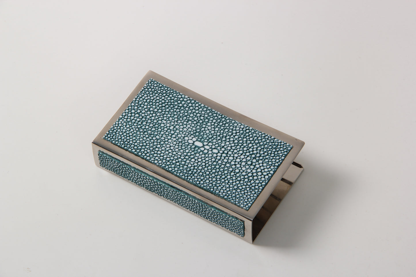 Matchbox Holder in Teal Shagreen
