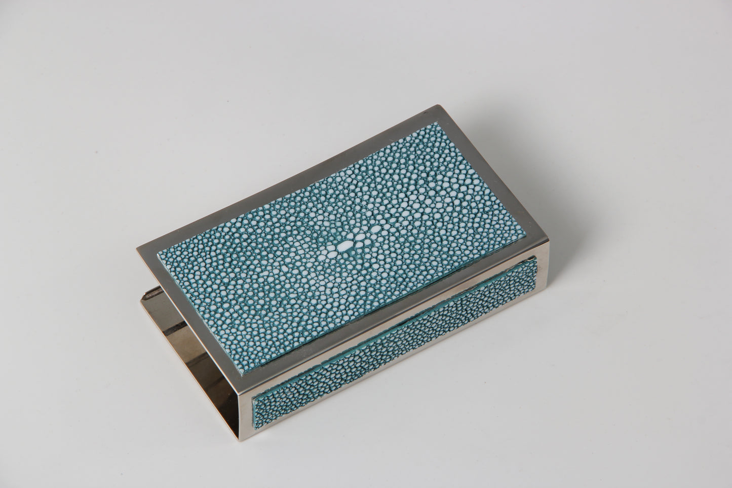 Matchbox Holder in Teal Shagreen