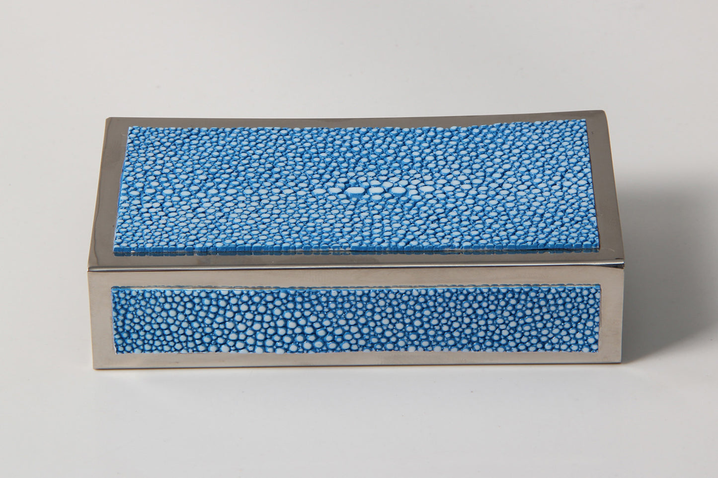 Shagreen matchbox holder in blue