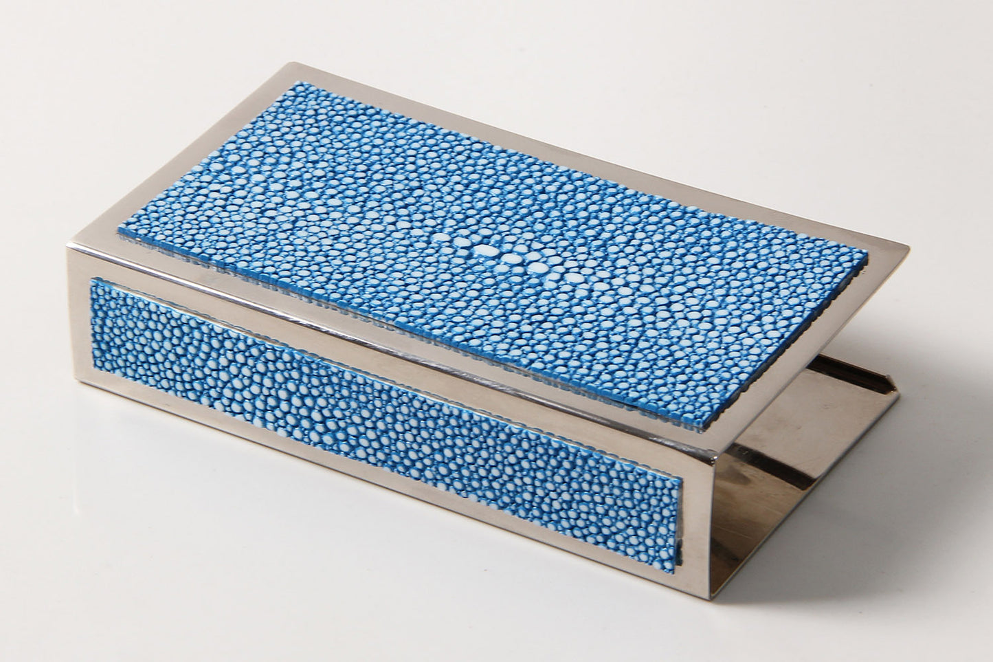 Blue shagreen matchbox holder