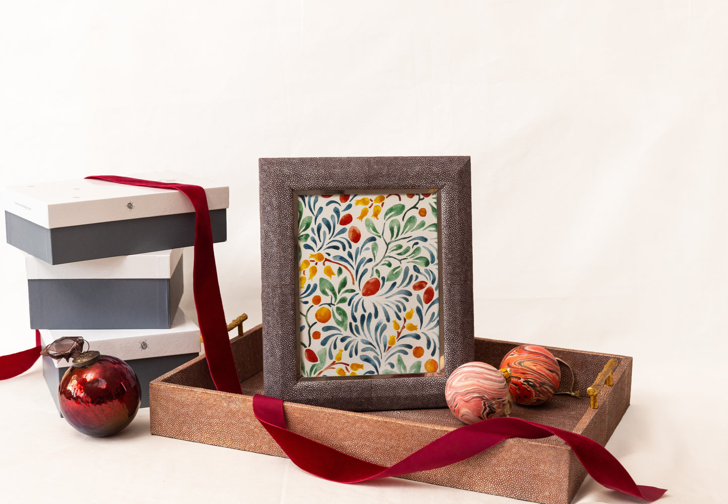 Luxury Photo frame in Mulberry shagreen for Forwood Design