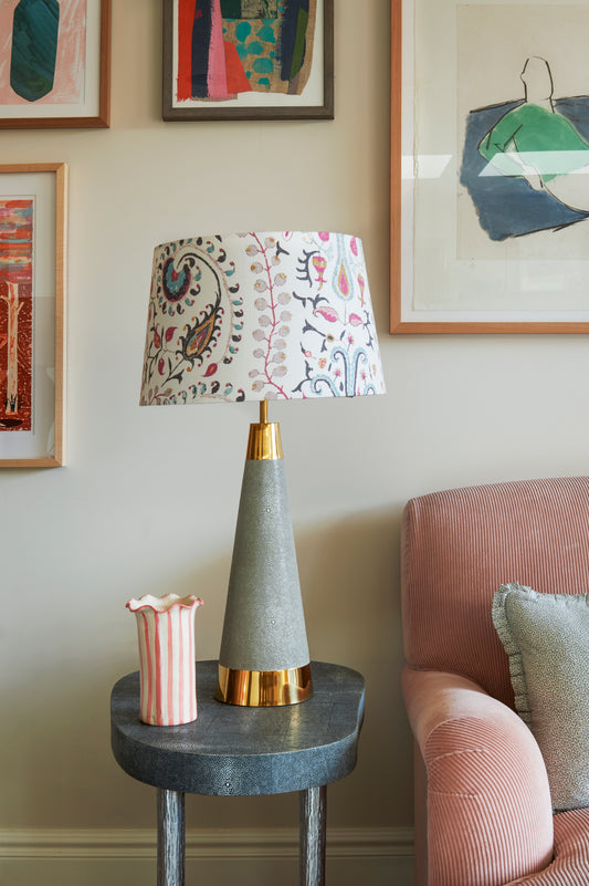 Brass and Taupe Shagreen table lamp