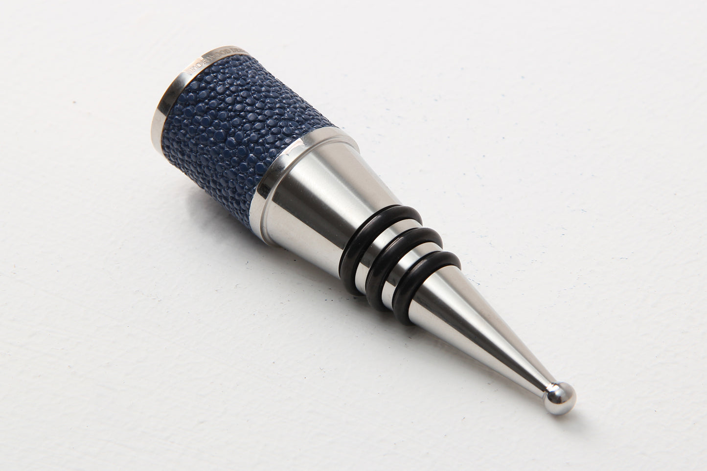 Luxury birthday Christmas gift present blue shagreen wine stopper