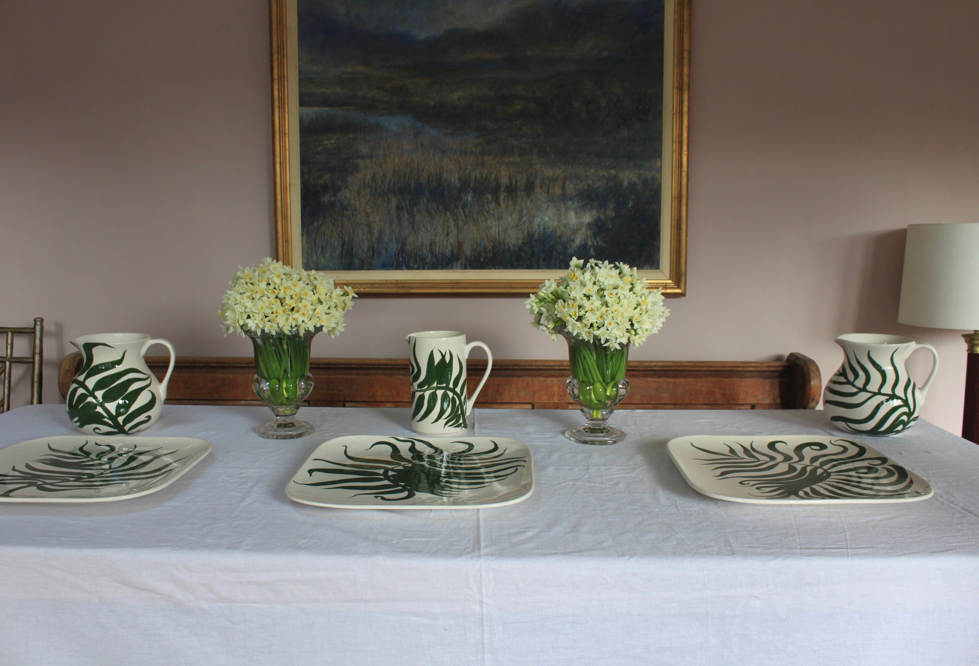 Square ceramic serving platter by Kitty Arden