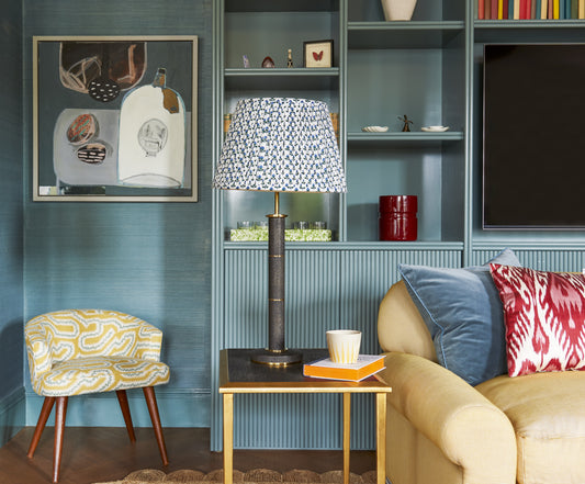 table lamp in charcoal shagreen and stainless steel