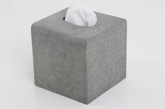 Tissue box in barley shagreen with a subtle luxury finish, designed by Henry Forwood.