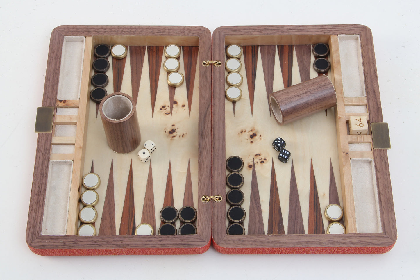 Travel Backgammon set Chic orange shagreen