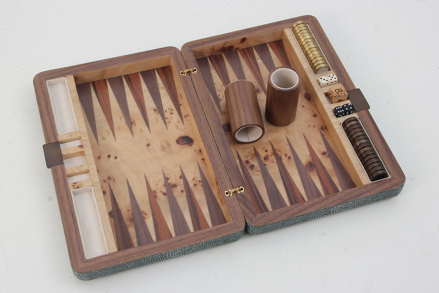 Travel backgammon board green chic present gift
