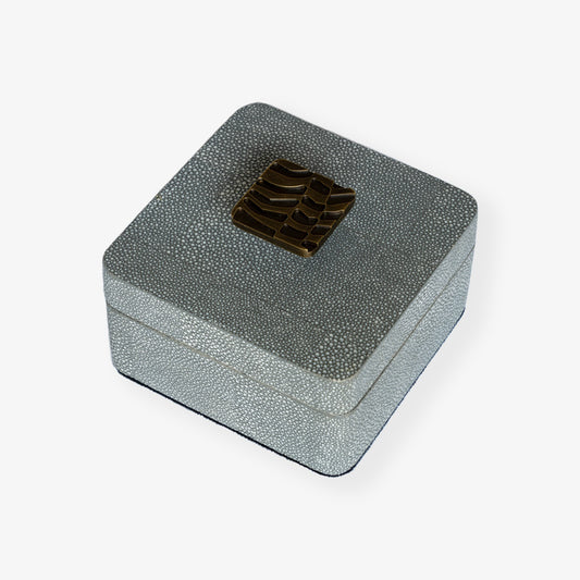 Trinket box treasure box in soft green shagreen