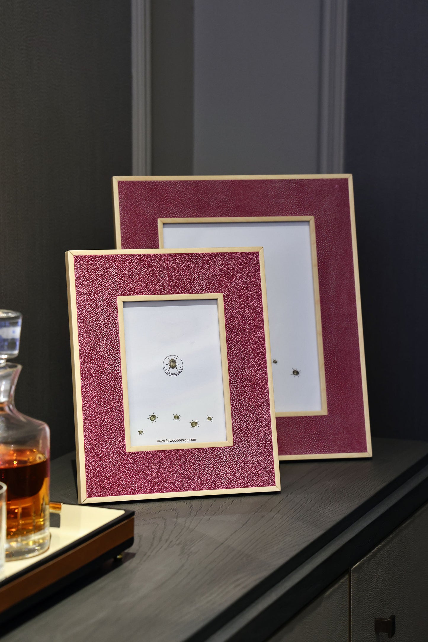 Luxury photo frames Pink shagreen photo frames by Henry Forwood