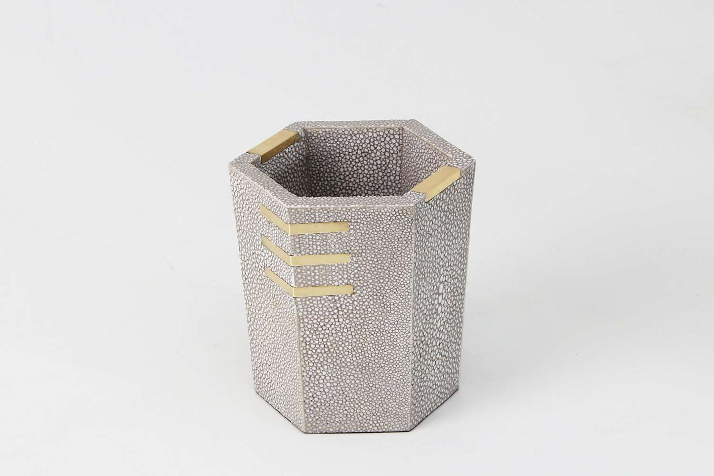 Shagreen brass pen pot Pen pot pencil pot