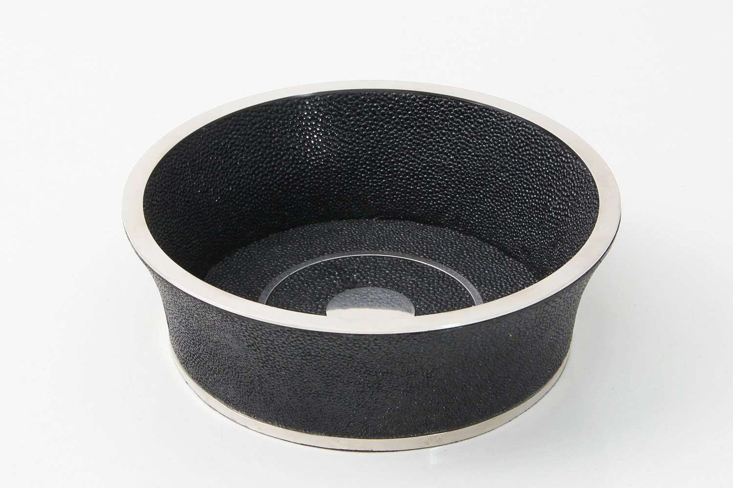 Wine Bottle Coaster in Caviar Black Shagreen