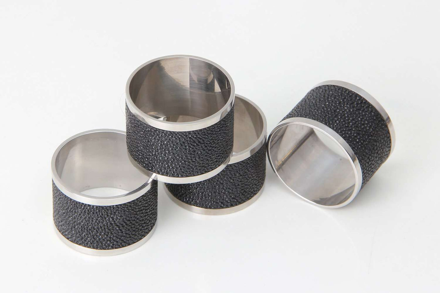 Napkin rings Chic Set 4 shagreen napkin rings