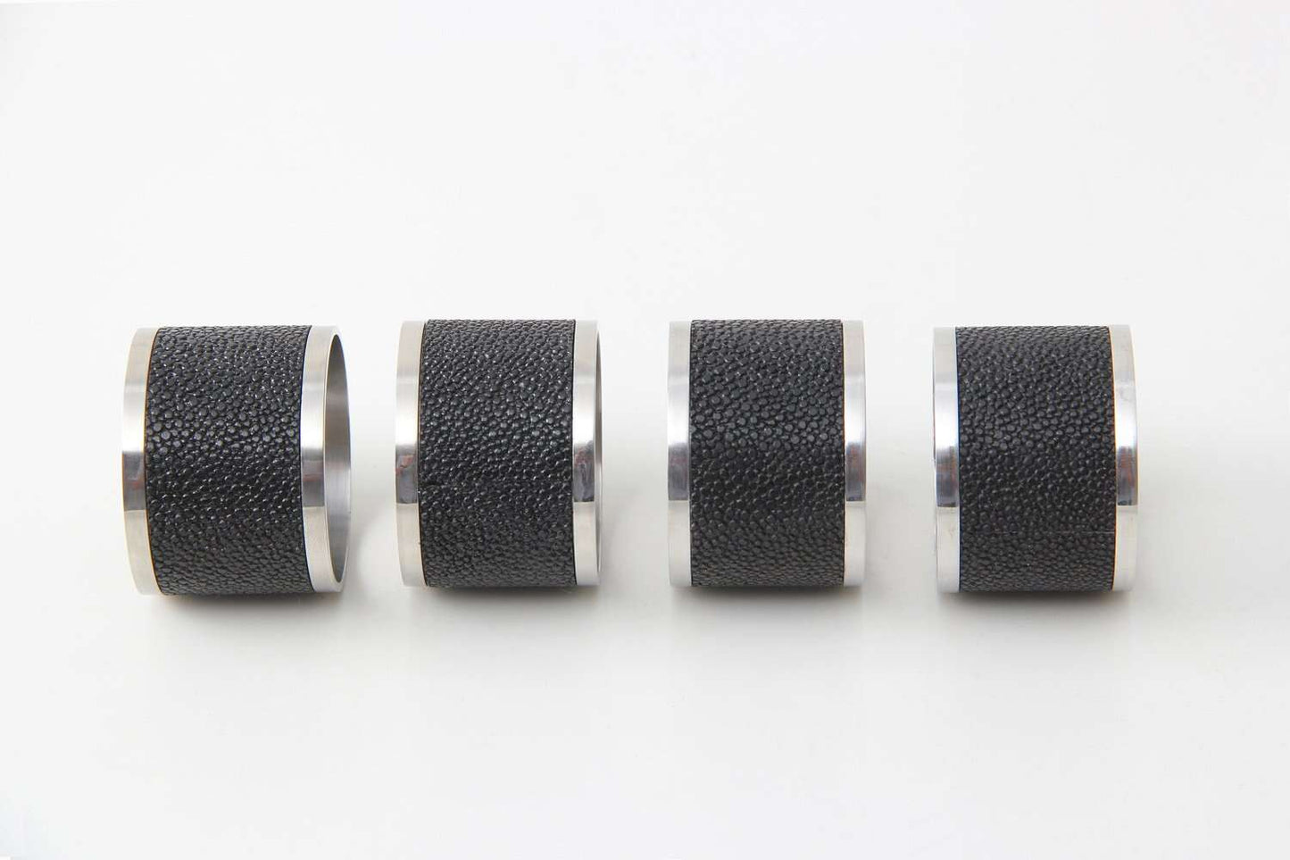 Napkin rings Set 4 Black shagreen napkin rings