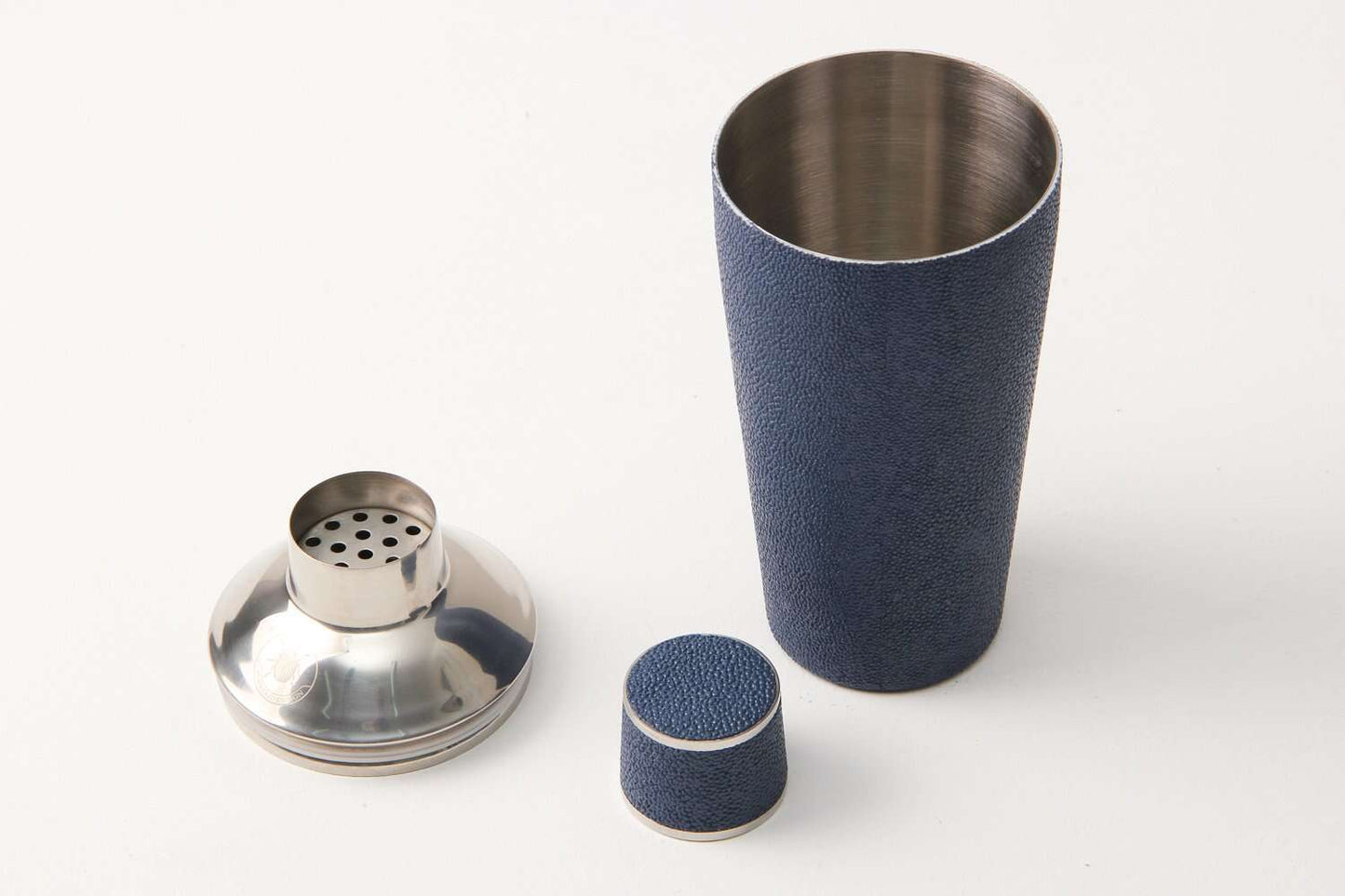 luxury cocktail shaker blue shagreen cocktail shaker