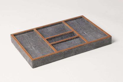 Valet tray luxury hall tray desk tidy charcoal shagreen gift for him