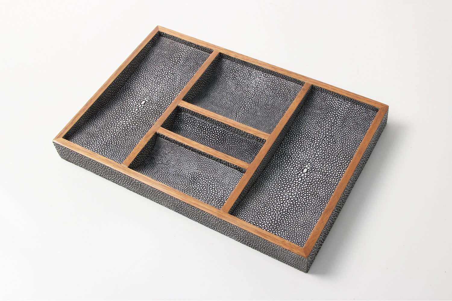 Grey shagreen valet tray desk tidy hall tray shagreen