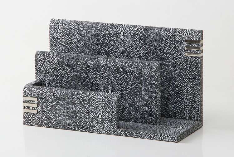 Shagreen desk organizer Charcoal shagreen letter rack