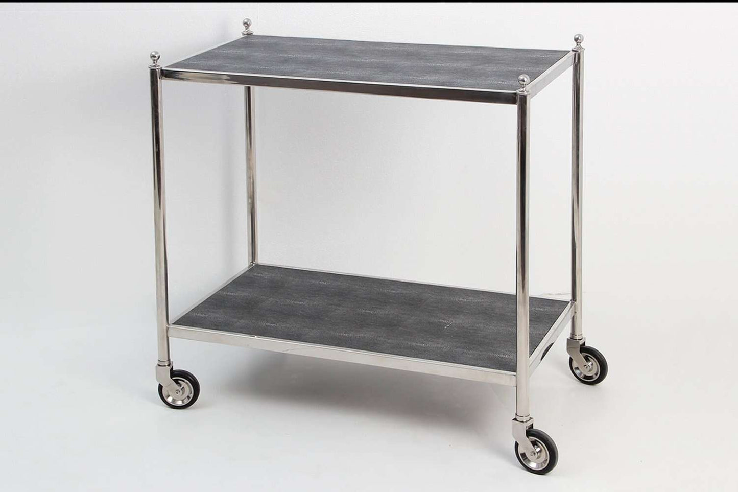Drinks trolley luxury silver grey shagreen drinks trolley