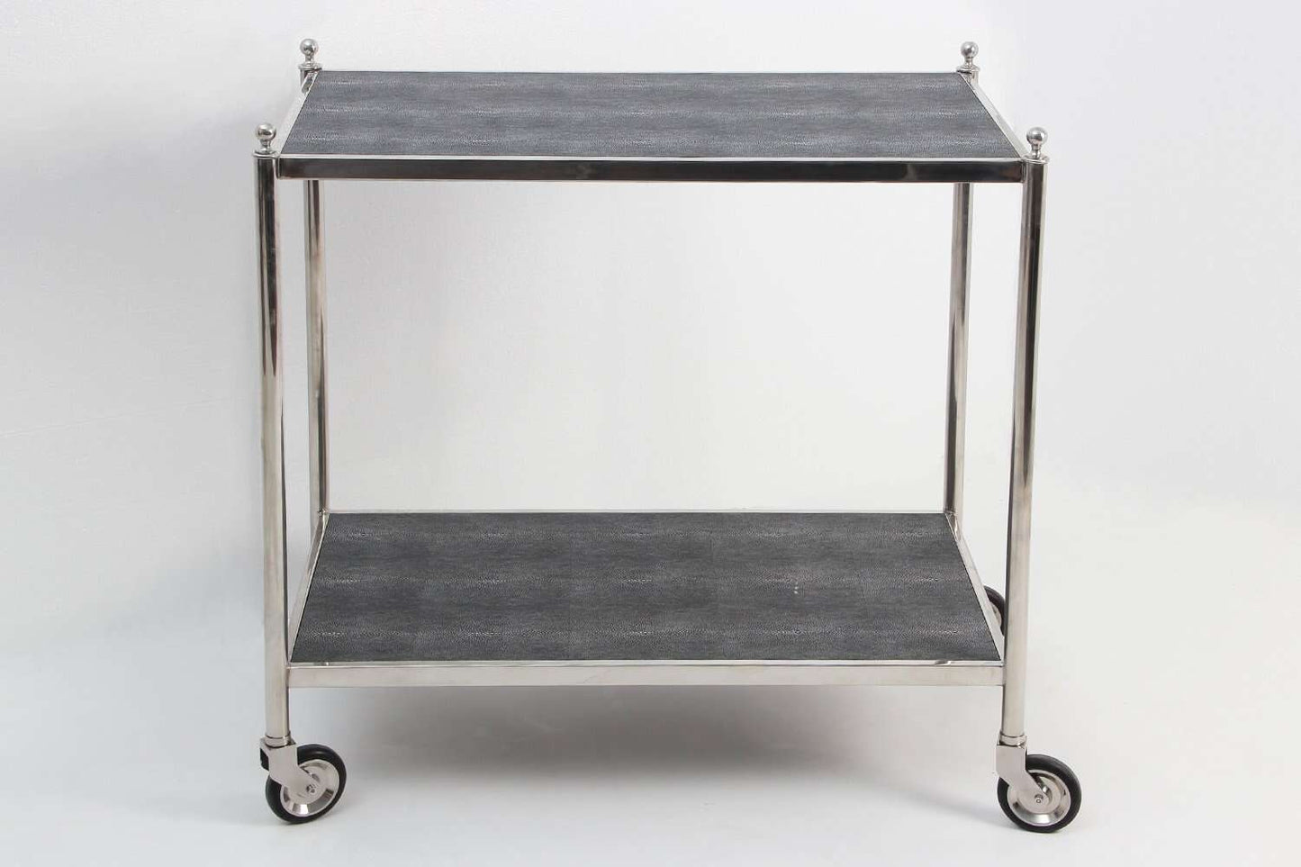Drinks trolley silver grey shagreen bar cart