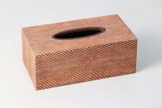 Tissue Box in Coral Boa Leather