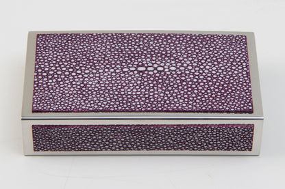 match box holder Purple shagreen matchbox holder