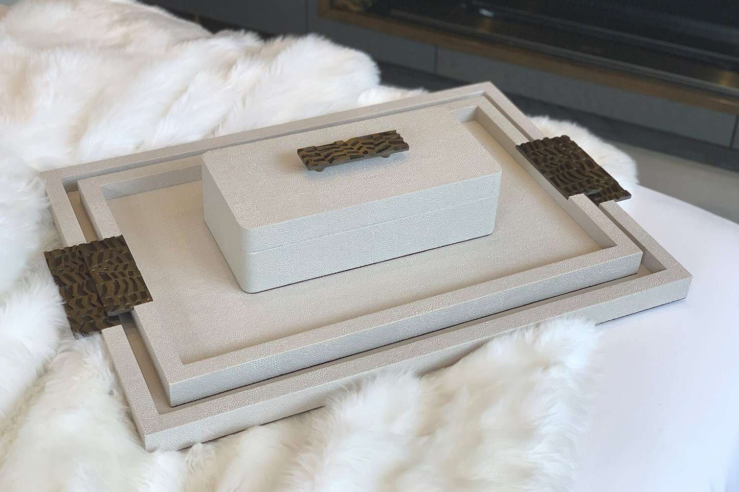 Rachel Winham's 'Linen White' Shagreen Trays