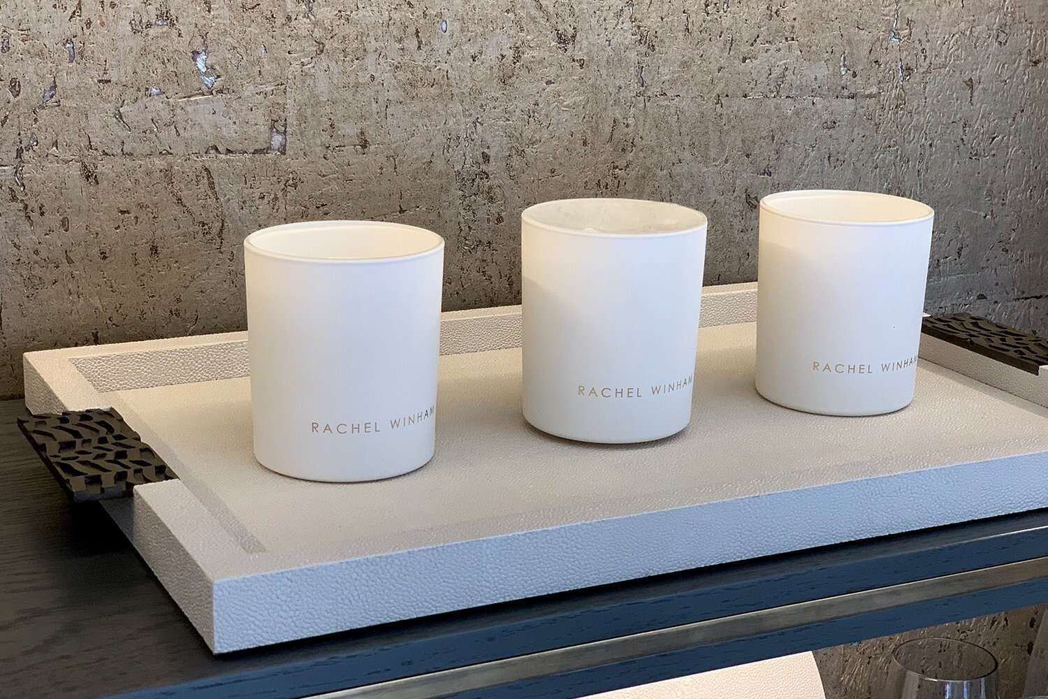 Drinks tray Serving tray White Shagreen serving tray