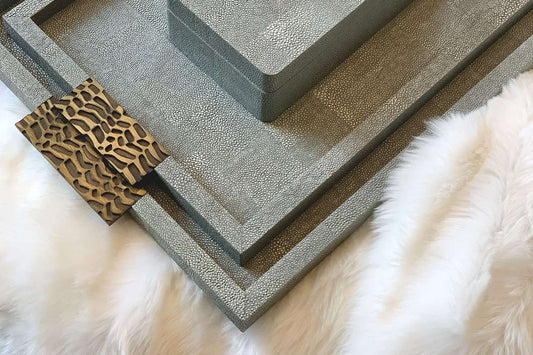 Drinks tray serving tray shagreen drinks tray