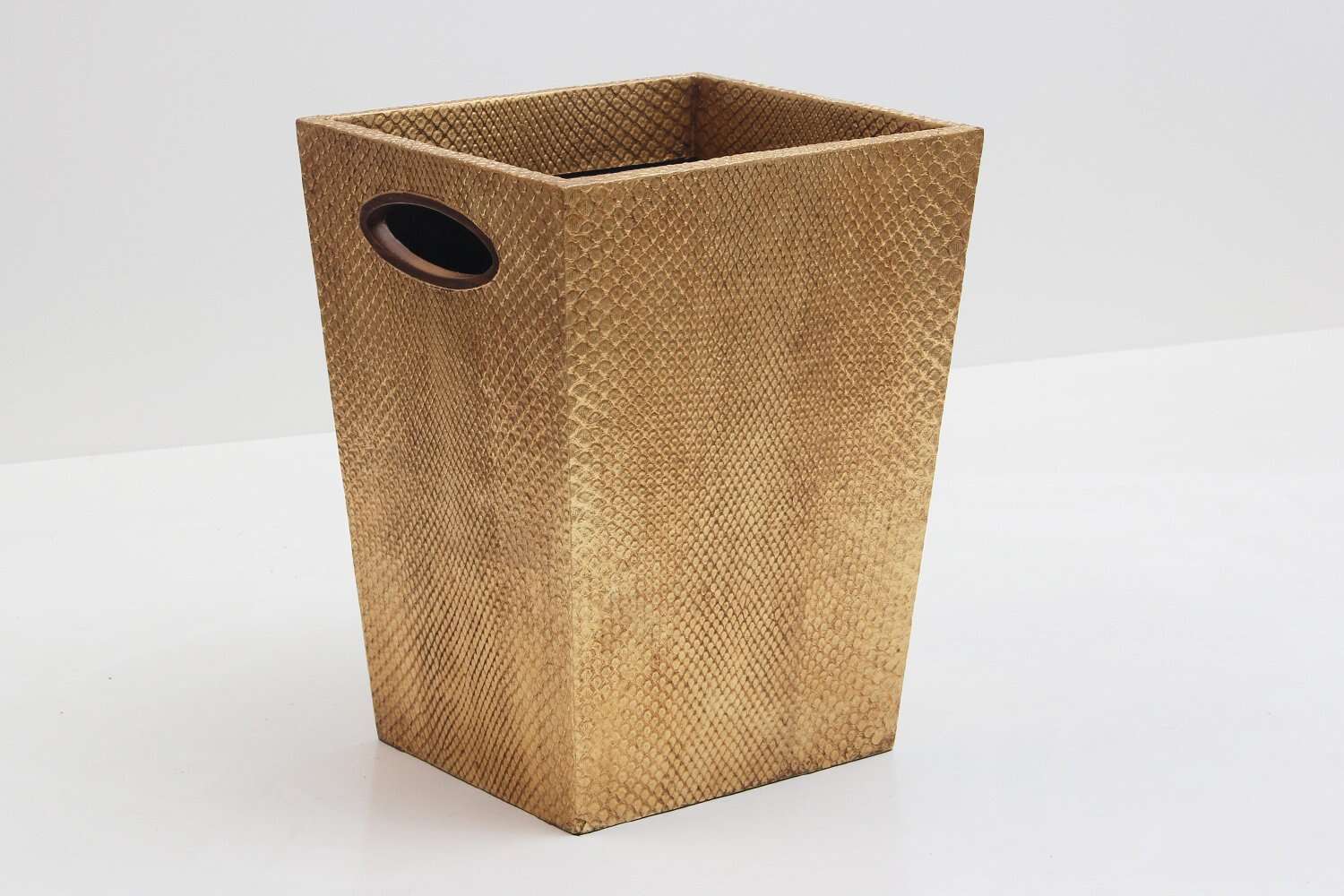 trash can waste paper bin antique gold boa skin
