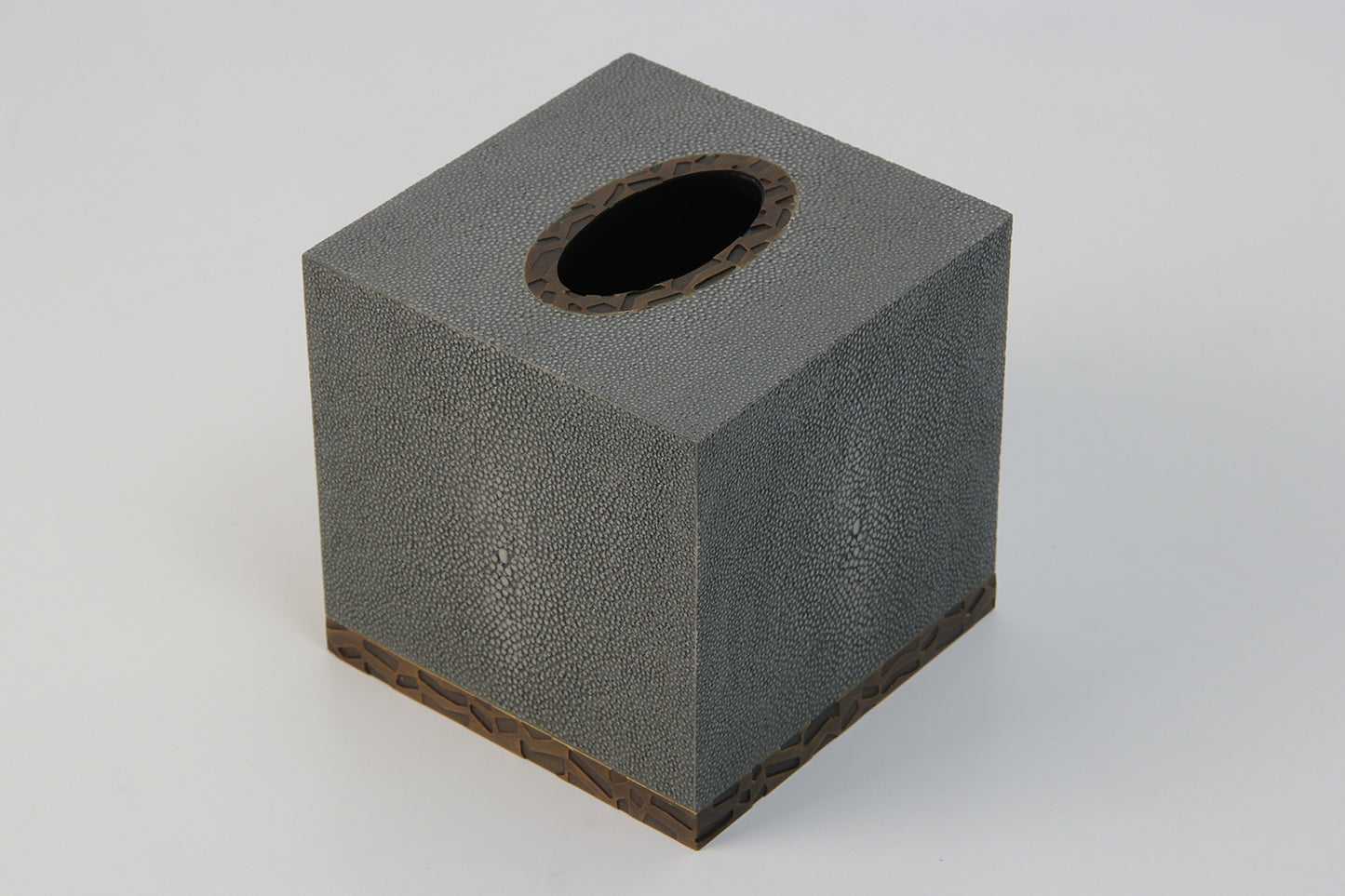 Tissue box green shagreen tissue box