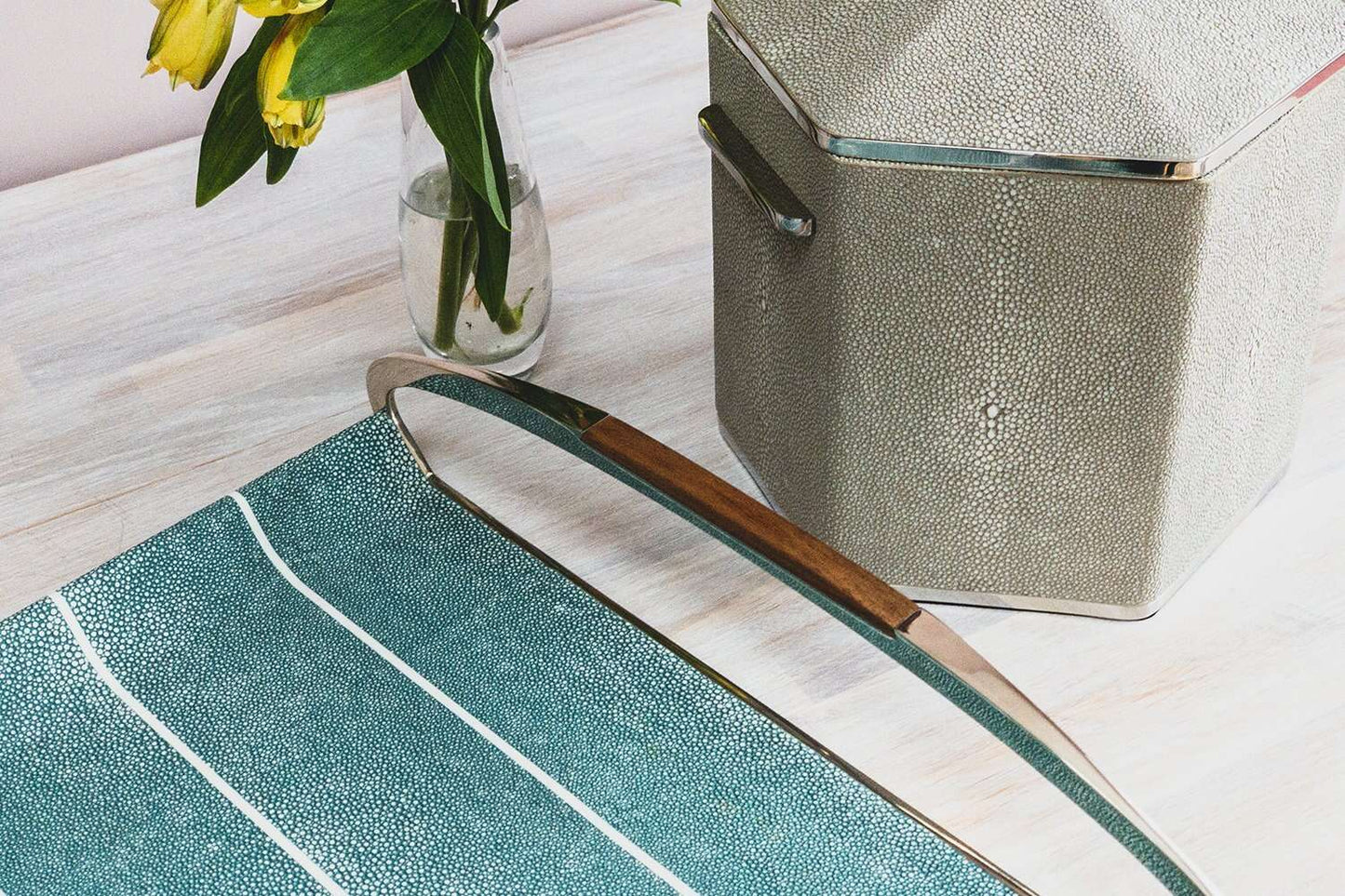 Serving tray shagreen drinks tray display tray