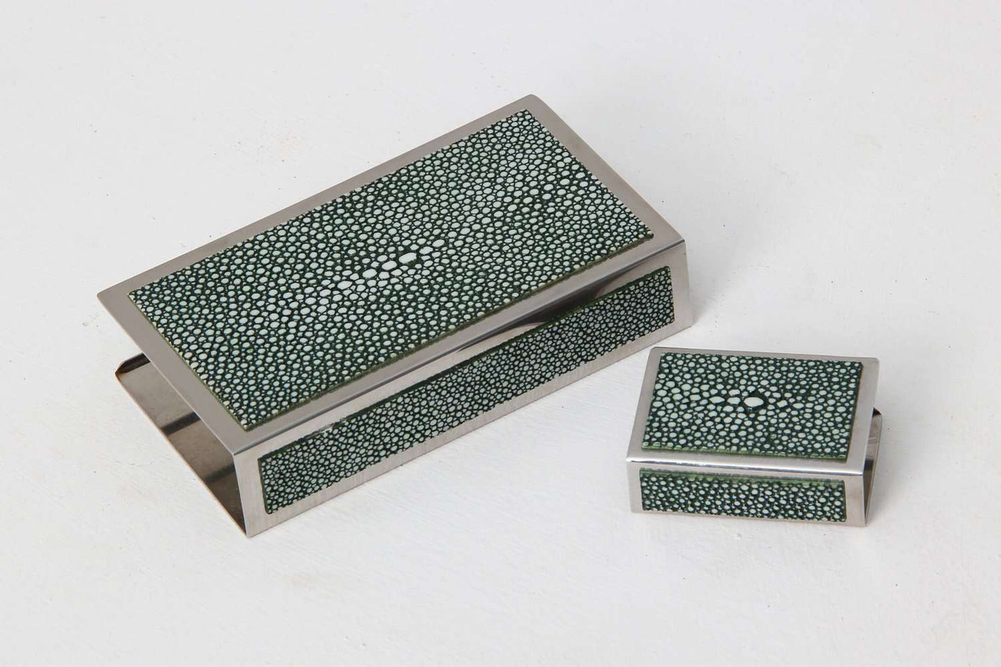 matchbox holder Green Shagreen matchbox cover