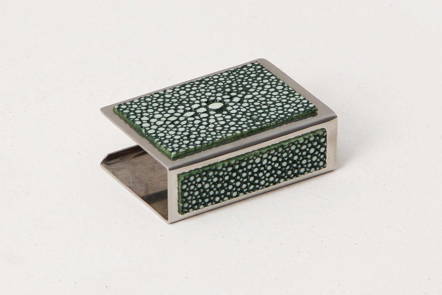 match box holder Green Shagreen match box holder