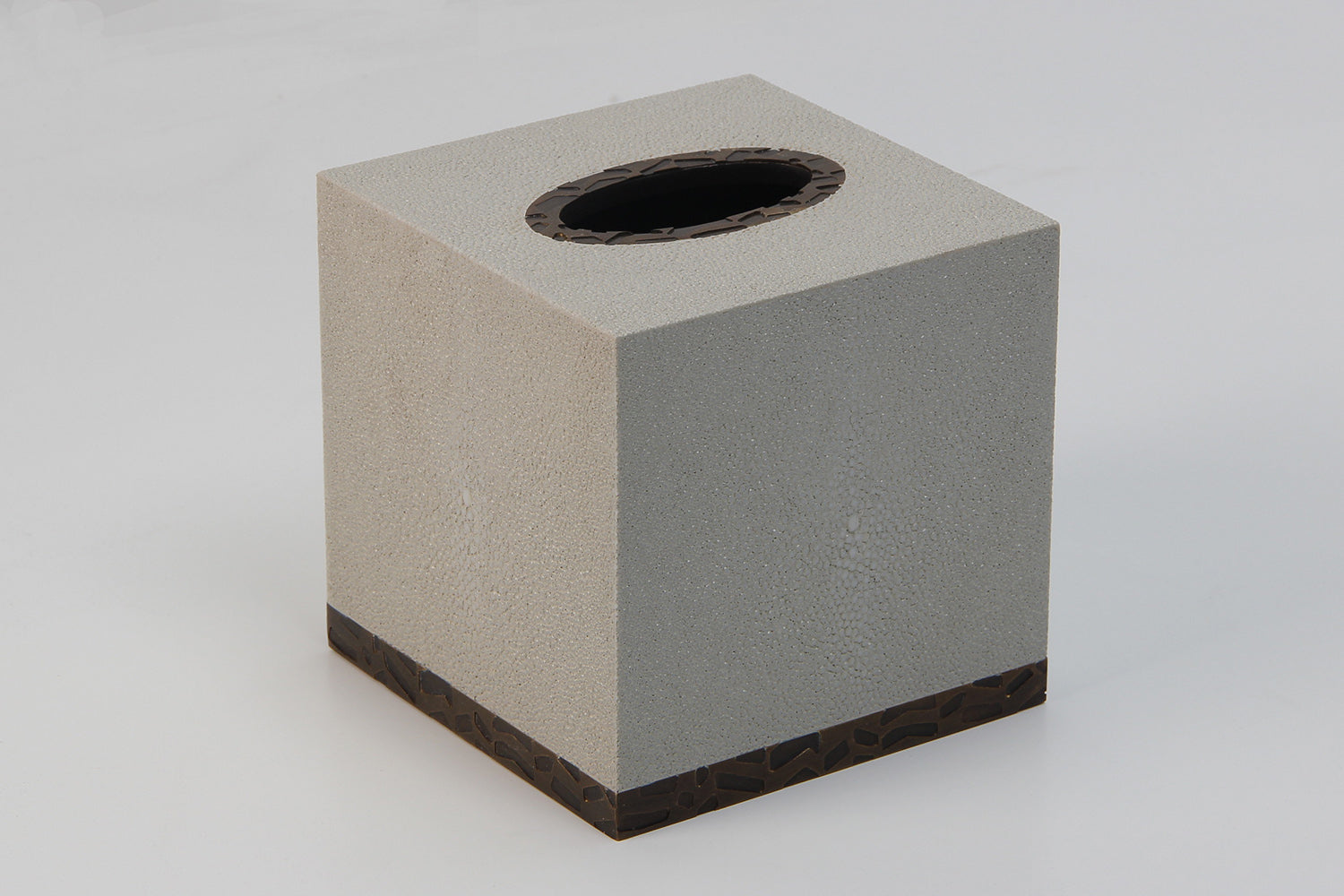 Tissue box square white shagreen tissue box