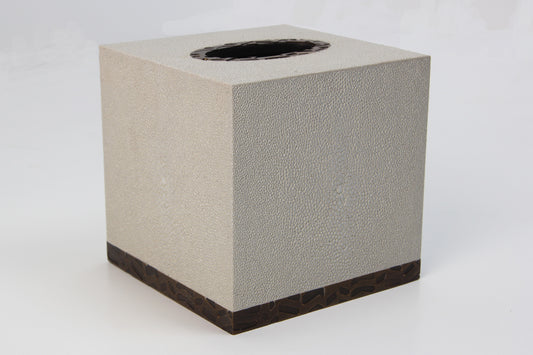 Rachel Winham's Tissue Box in 'Linen White' Shagreen