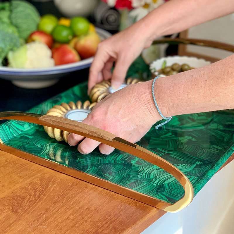 serving tray Drinks tray Malachite display tray