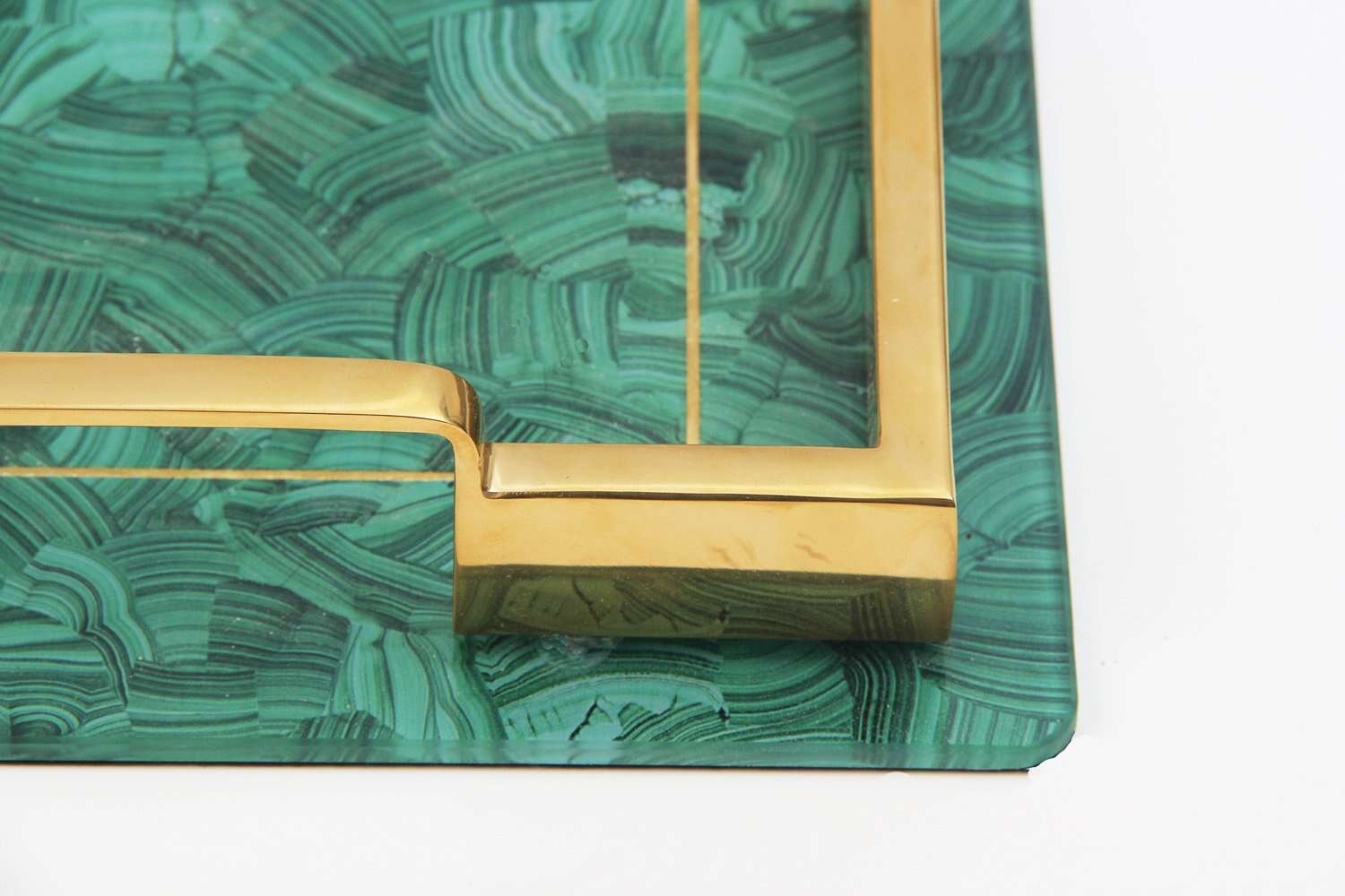 Special drinks tray in malachite & gold serving tray