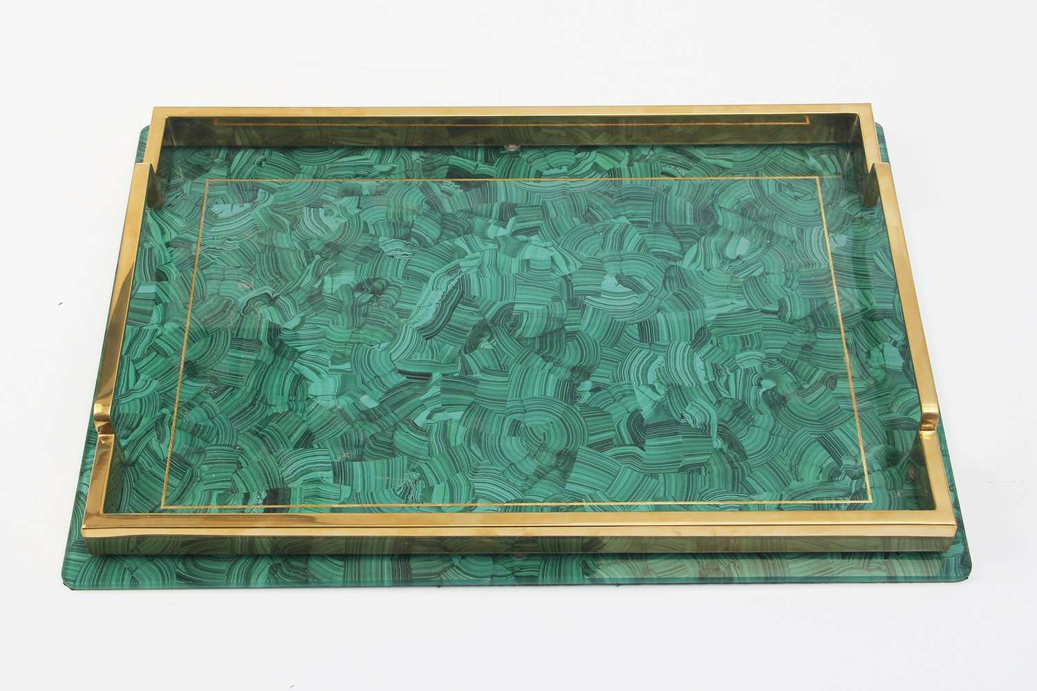 Chic drinks tray serving tray in malachite & gold