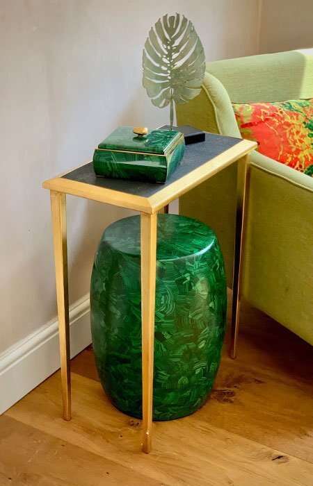 Lamp table brown shagreen lamp tabe slim side table