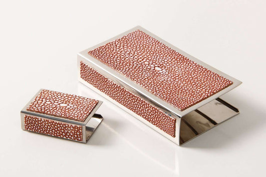 Matchbox Holder Coral shagreen match box holder Matchbox cover