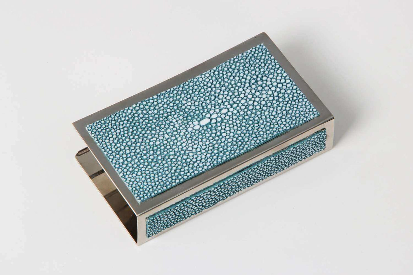 Matchbox Holders in Teal Shagreen